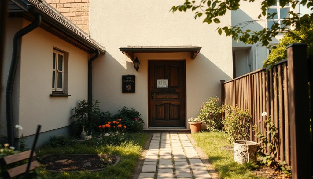 A historical depiction of Lech Wałęsa’s residence, showcasing the modest home where the former president lived. In the foreground, capture the inviting entrance with a traditional Polish wooden door, adorned with subtle decorations that hint at its rich history. The middle ground features a well-kept garden with flowering plants and a small path leading to the house, evoking a sense of nostalgia. In the background, include elements of 20th-century Gdańsk architecture, reflecting the period of Wałęsa's life and political activities. Natural daylight bathes the scene, creating soft shadows that enhance the home's warmth and legacy. The mood should evoke a sense of historical significance and personal reflection, inviting viewers to contemplate the impact of Wałęsa’s life and residence on Poland’s history. A historical depiction of Lech Wałęsa’s residence, showcasing the modest home where the former president lived. In the foreground, capture the inviting entrance with a traditional Polish wooden door, adorned with subtle decorations that hint at its rich history. The middle ground features a well-kept garden with flowering plants and a small path leading to the house, evoking a sense of nostalgia. In the background, include elements of 20th-century Gdańsk architecture, reflecting the period of Wałęsa's life and political activities. Natural daylight bathes the scene, creating soft shadows that enhance the home's warmth and legacy. The mood should evoke a sense of historical significance and personal reflection, inviting viewers to contemplate the impact of Wałęsa’s life and residence on Poland’s history.